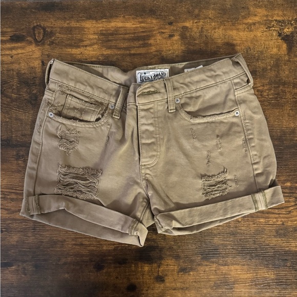 Lucky Brand Brown Denim Jean Shorts Women’s Size 0 Casual Cutoff Summer Classic - Picture 1 of 5